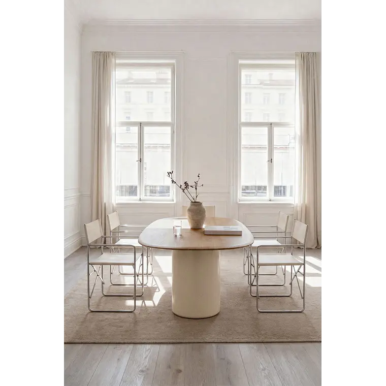 Mesa de comedor ovalada en MDF y cemento 19
