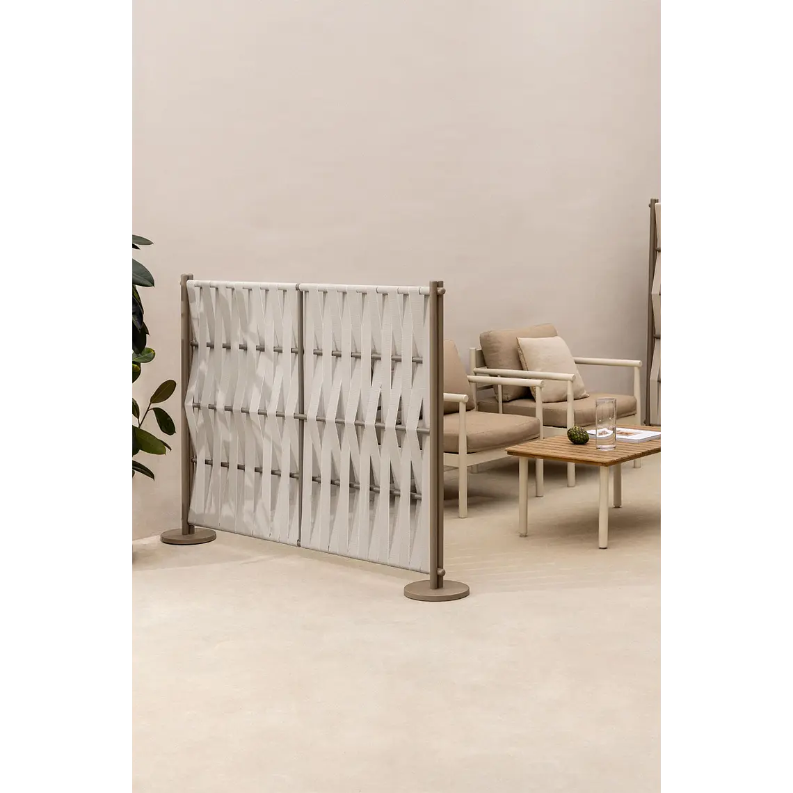 Biombo para jardín en aluminio y cuerda Savena 12