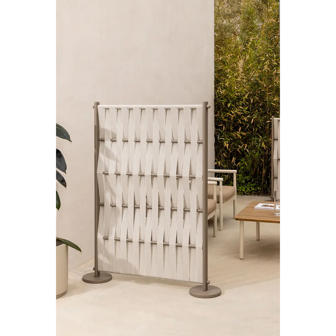Biombo para jardín en aluminio y cuerda Savena 15