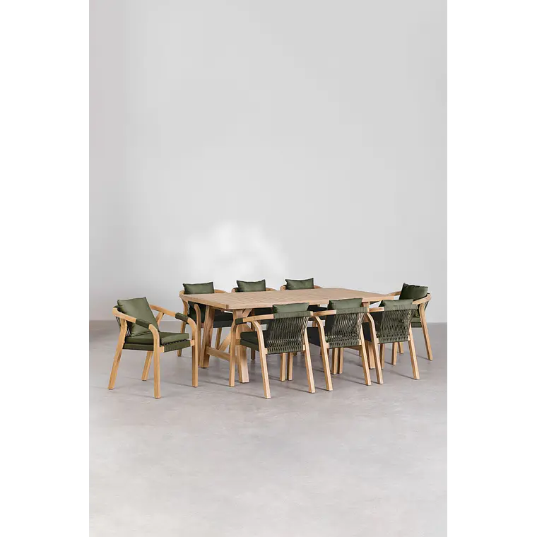 Conjunto de comedor Evoen en madera de acacia 2