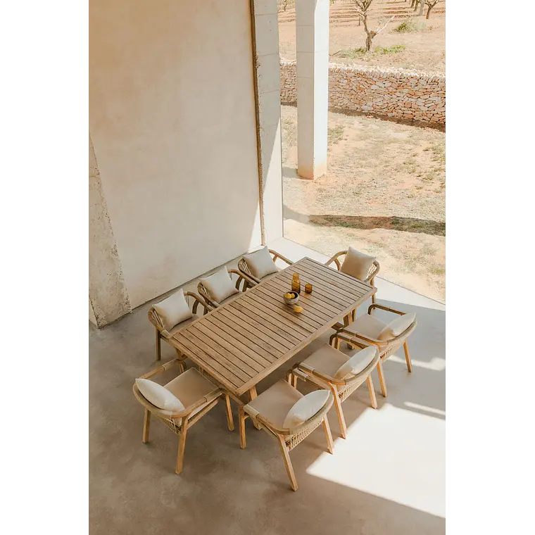 Conjunto de comedor Evoen en madera de acacia 10