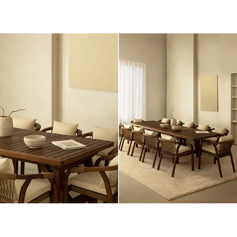 Conjunto de comedor Haeune en madera de acacia 1