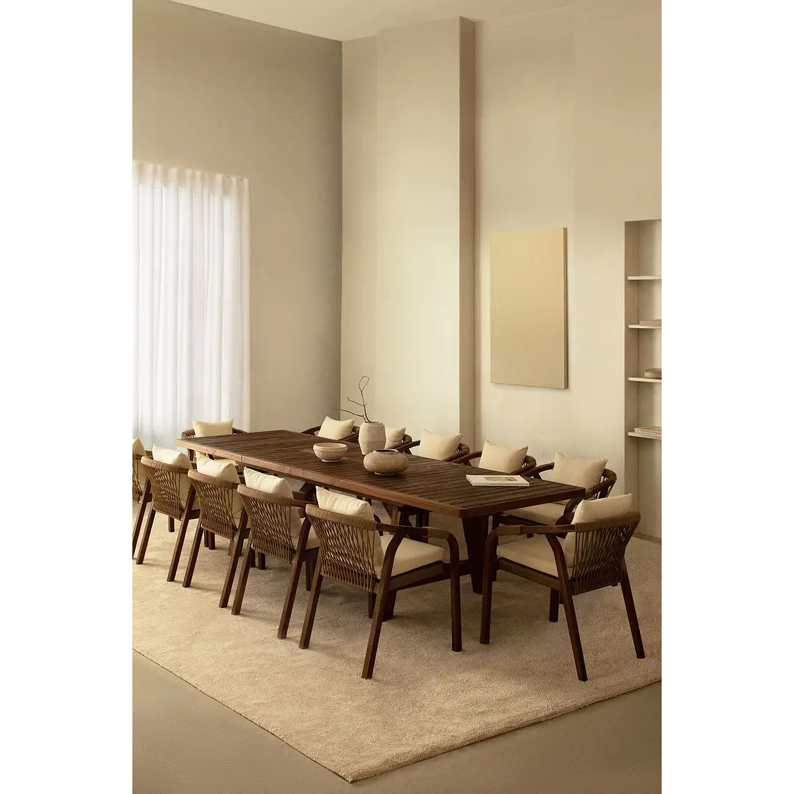 Conjunto de comedor Haeune en madera de acacia 2