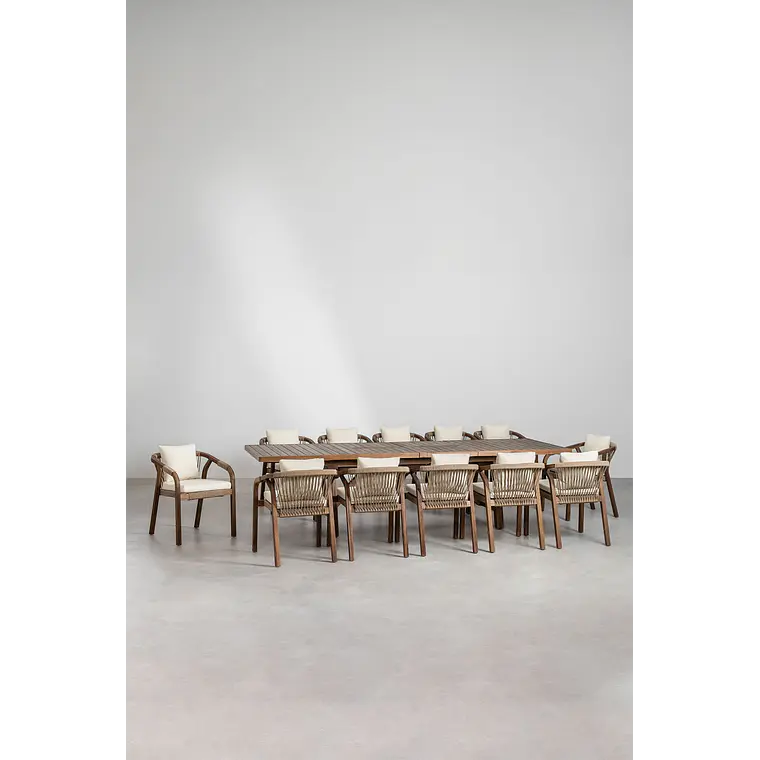 Conjunto de comedor Haeune en madera de acacia 4