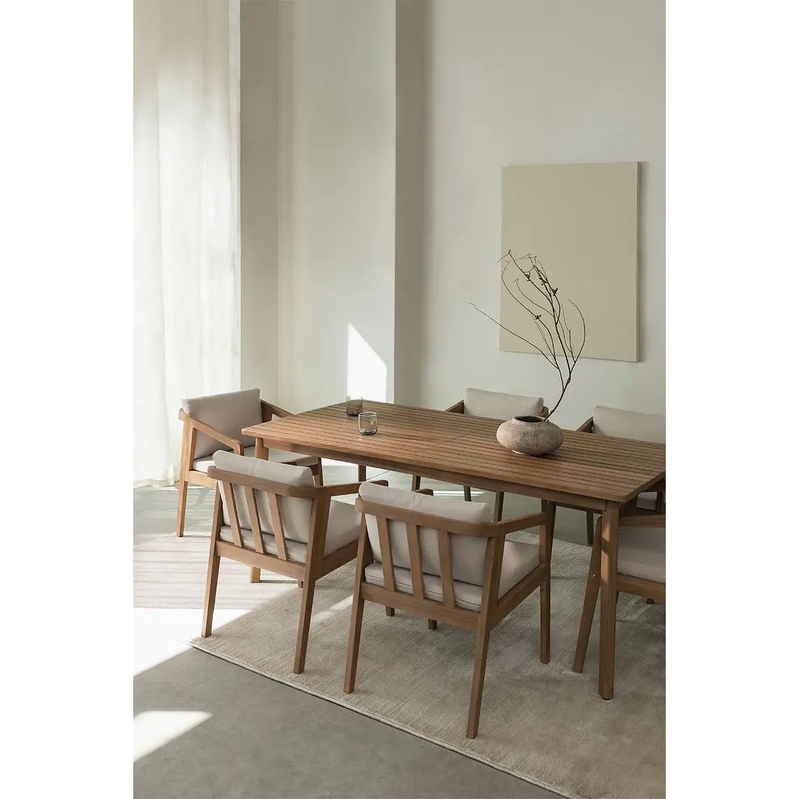 Conjunto de comedor Rielen en madera de acacia 2