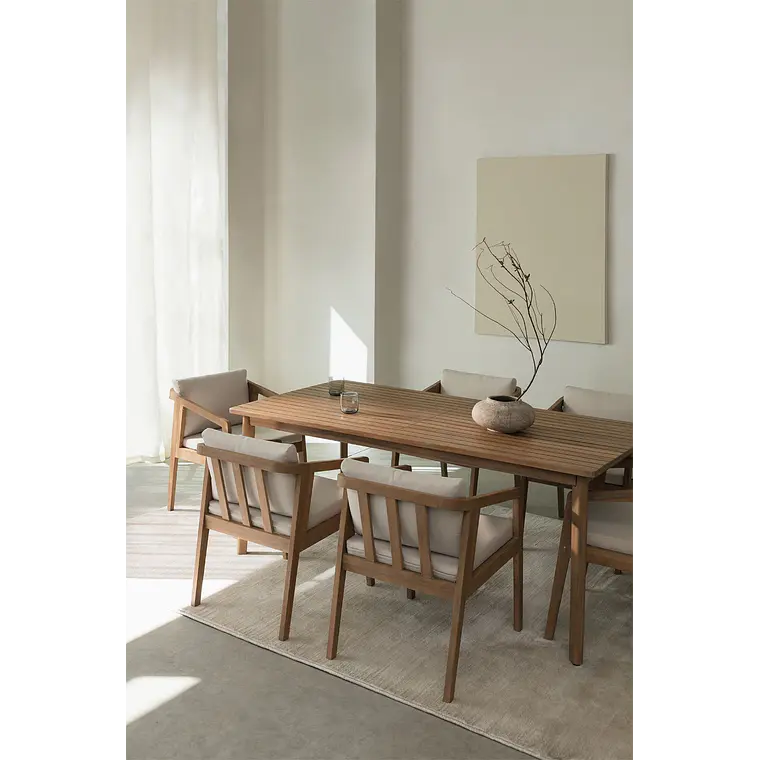 Conjunto de comedor Rielen en madera de acacia 2