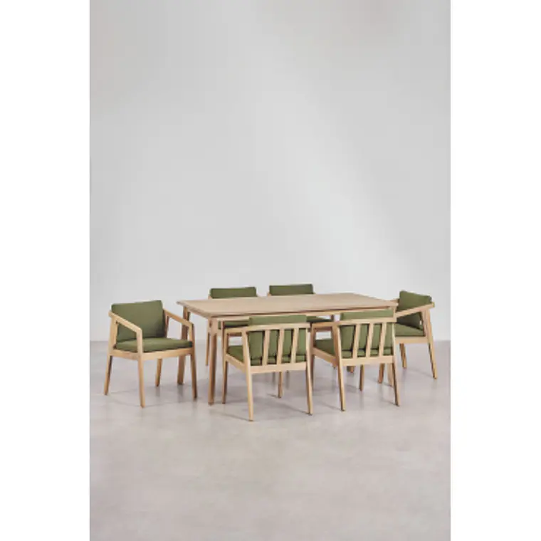 Conjunto de comedor Rielen en madera de acacia 14
