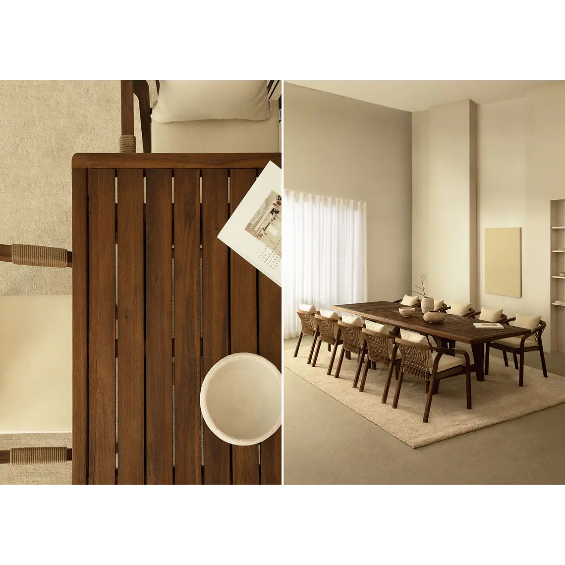 Conjunto de comedor Vaelis en madera de acacia 1
