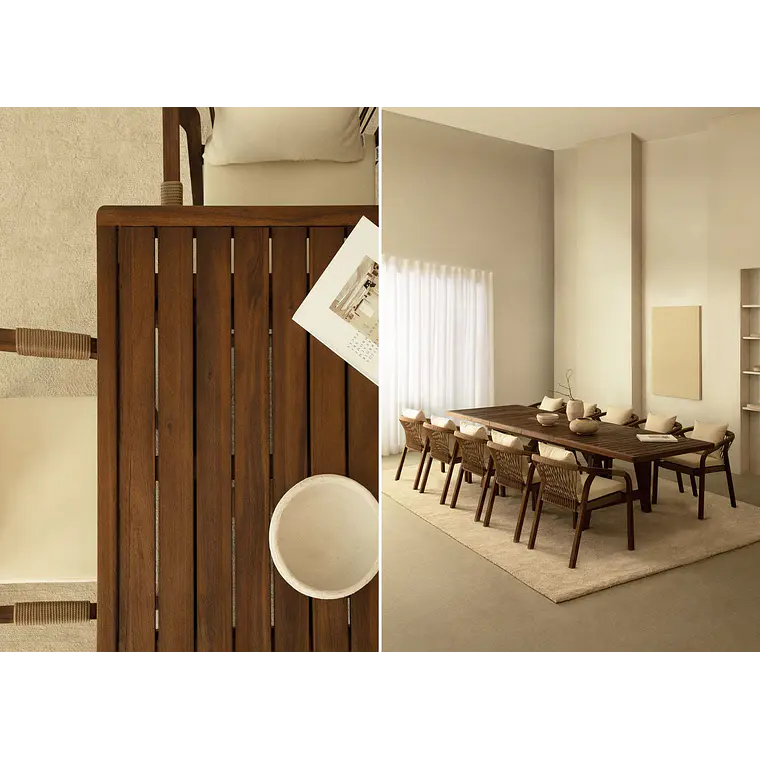 Conjunto de comedor Vaelis en madera de acacia 1