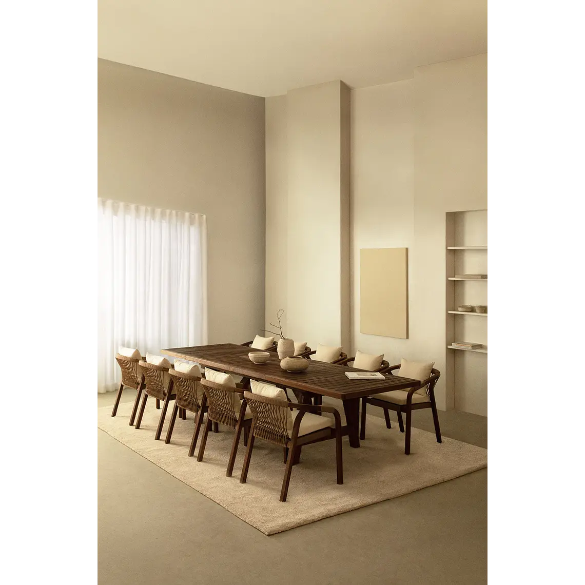 Conjunto de comedor Vaelis en madera de acacia 2