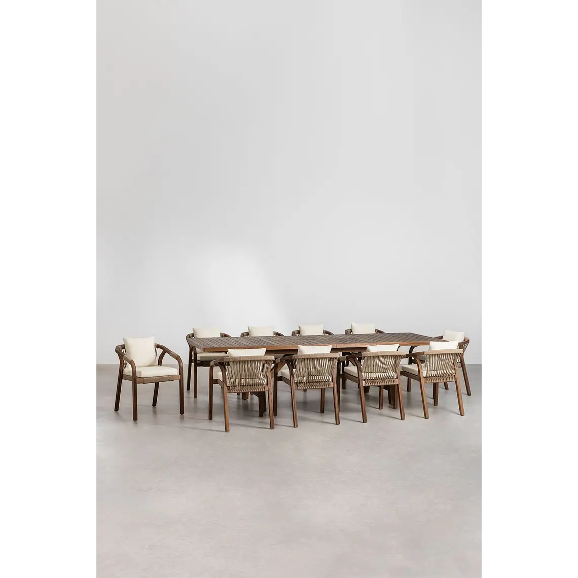 Conjunto de comedor Vaelis en madera de acacia 4