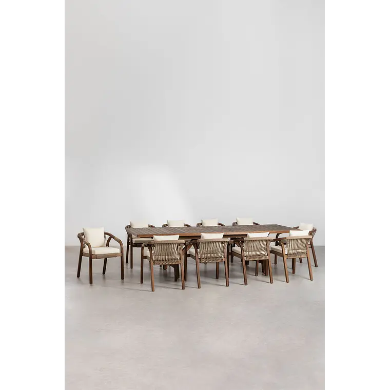 Conjunto de comedor Vaelis en madera de acacia 4