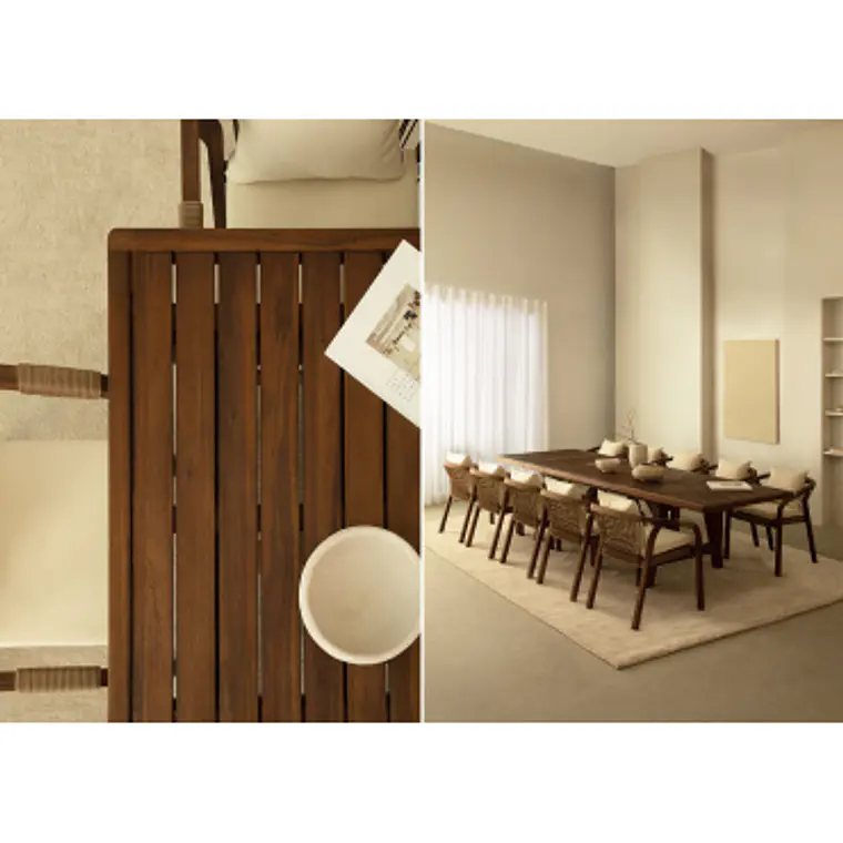 Conjunto de comedor Vaelis en madera de acacia 13