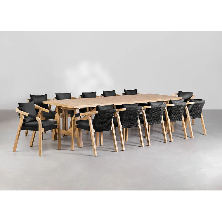 Conjunto de comedor Xaeena en madera de acacia 1