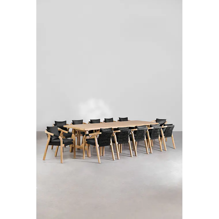 Conjunto de comedor Xaeena en madera de acacia 2