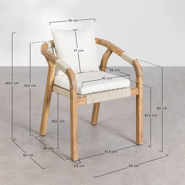Conjunto de comedor Xaeena en madera de acacia 11