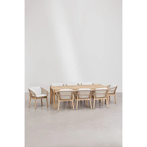 Conjunto de comedor Zaelune en madera de acacia