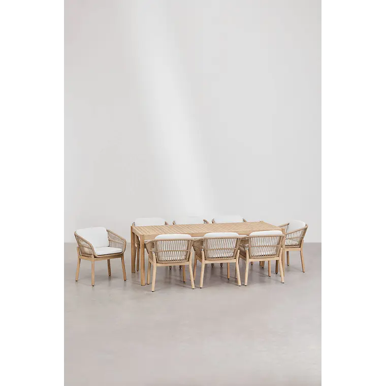Conjunto de comedor Zaelune en madera de acacia 1