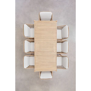 Conjunto de comedor Zaelune en madera de acacia