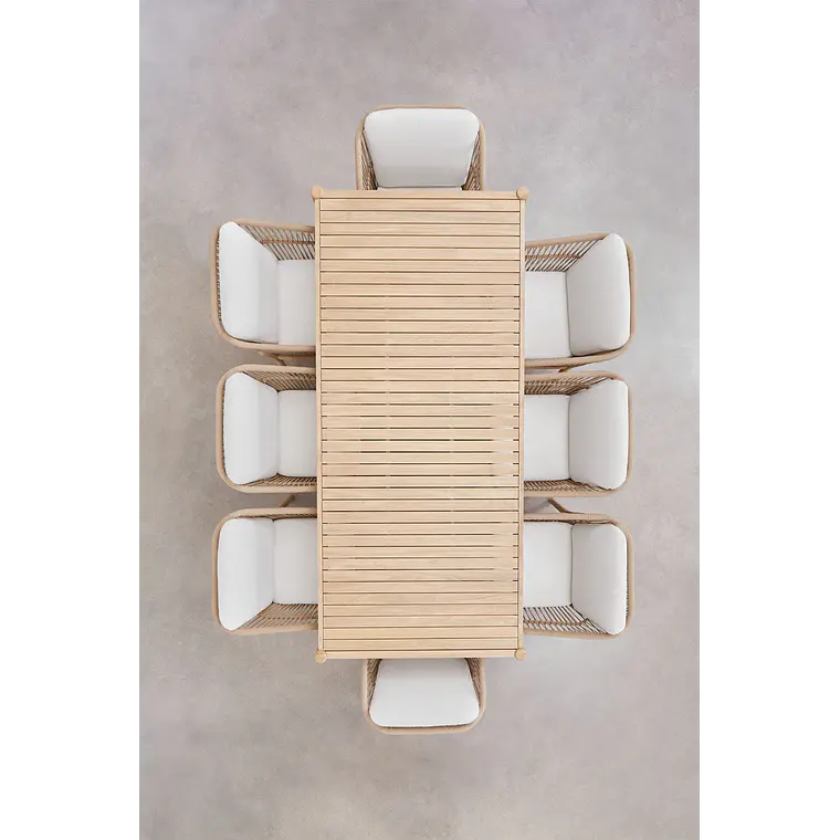Conjunto de comedor Zaelune en madera de acacia 2