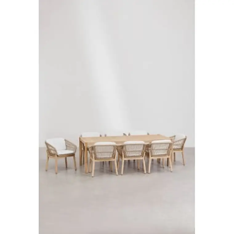 Conjunto de comedor Zaelune en madera de acacia 12