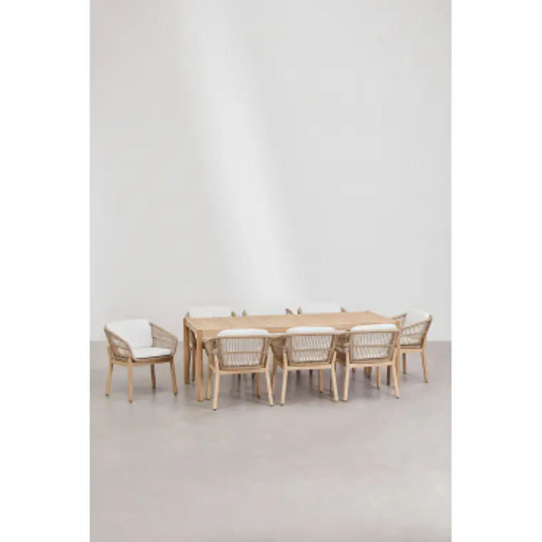 Conjunto de comedor Zaelune en madera de acacia 13