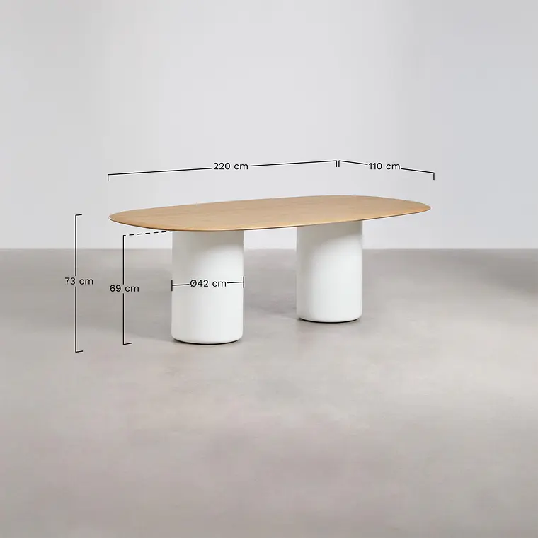 Mesa de comedor Taelia en acabado cemento 9