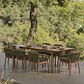 Set de mesa rectangular 250-310x105 cm extensible y 8 sillas de jardín en madera de acacia y cuerda trenzada Ilanira - Miniatura 14