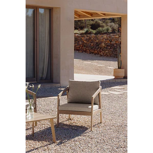 Sillón de jardín en madera de acacia y cuerda trenzada Larena
