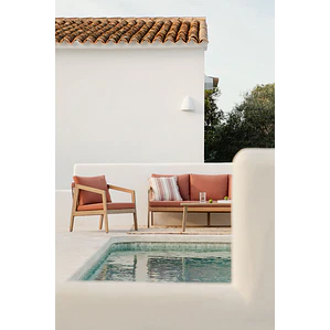 Sillón de jardín en madera de acacia y cuerda trenzada Larena