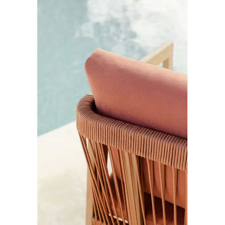 Sillón de jardín en madera de acacia y cuerda trenzada Larena 3