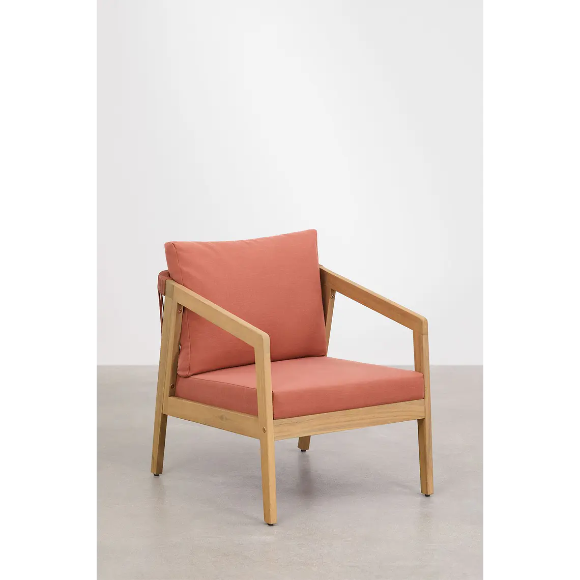 Sillón de jardín en madera de acacia y cuerda trenzada Larena 4