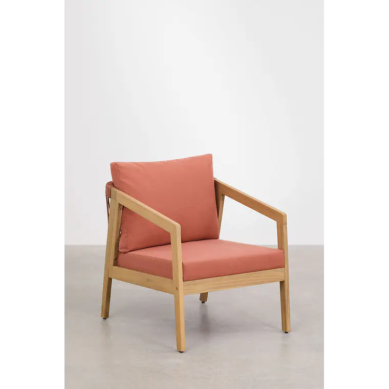 Sillón de jardín en madera de acacia y cuerda trenzada Larena 4
