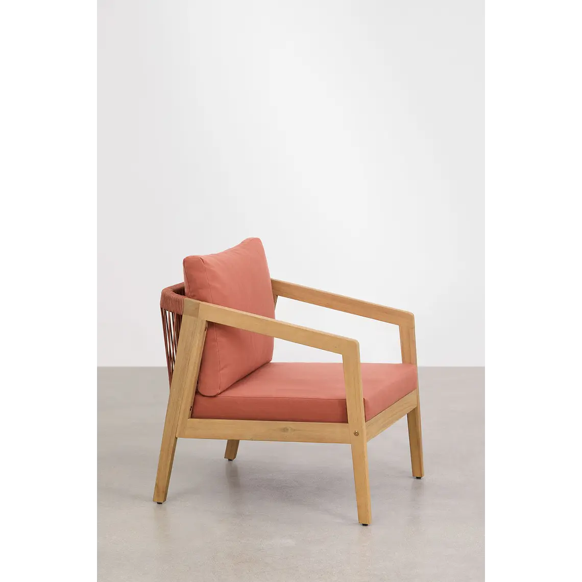 Sillón de jardín en madera de acacia y cuerda trenzada Larena 5