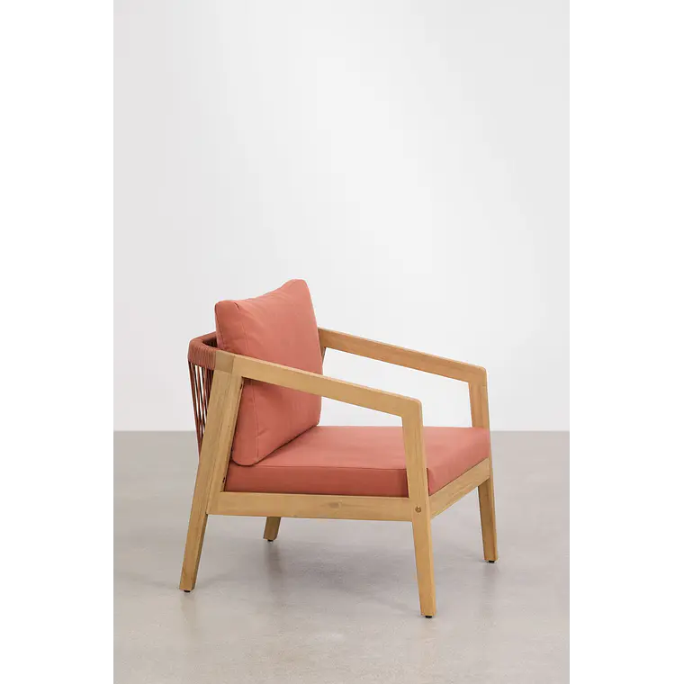 Sillón de jardín en madera de acacia y cuerda trenzada Larena 5