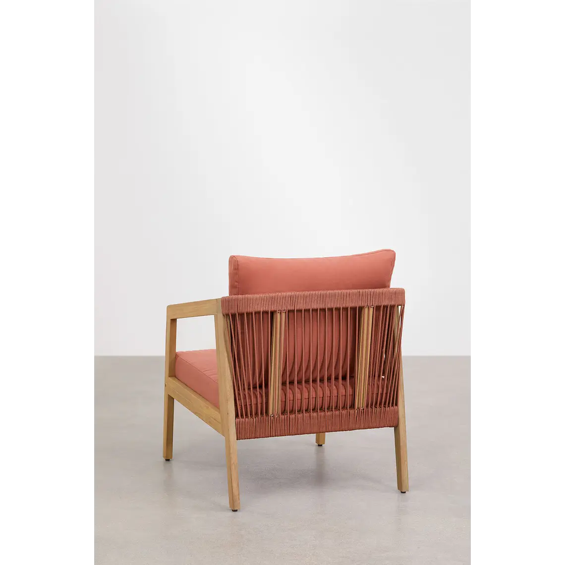 Sillón de jardín en madera de acacia y cuerda trenzada Larena 6
