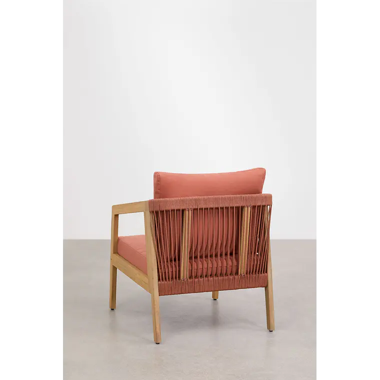 Sillón de jardín en madera de acacia y cuerda trenzada Larena 6