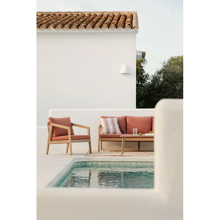 Sillón de jardín en madera de acacia y cuerda trenzada Larena 13