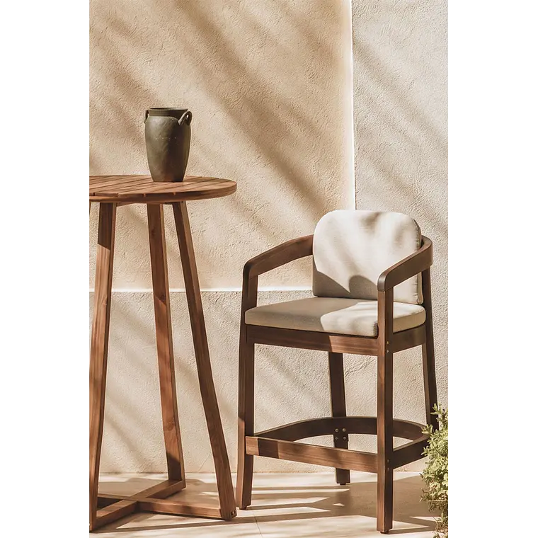 Taburete alto de jardín en madera de acacia Kelora 1