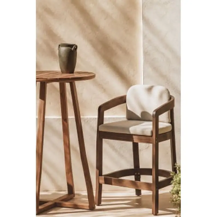 Taburete alto de jardín en madera de acacia Kelora 12