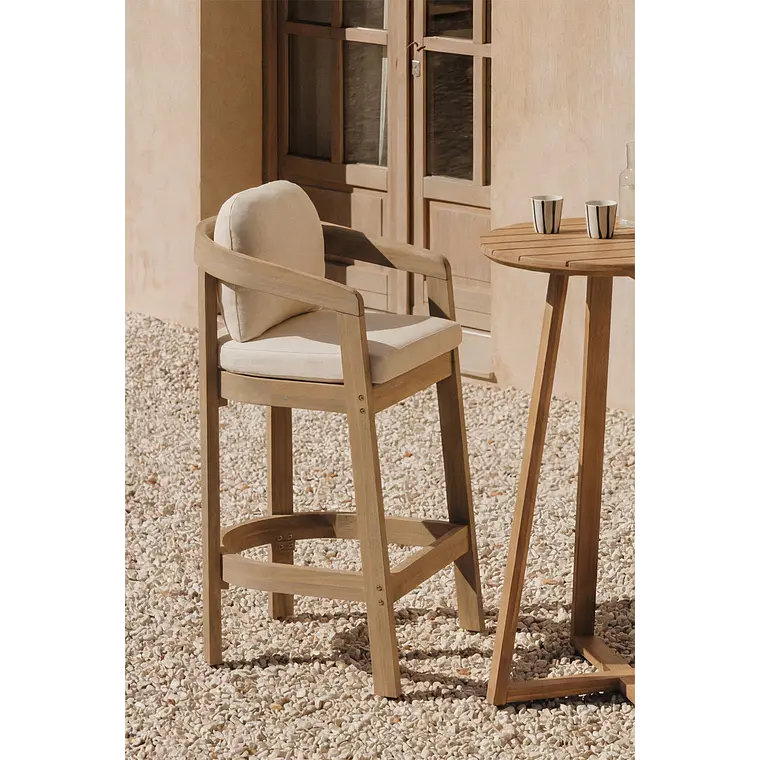 Taburete alto de jardín en madera de acacia Kelora 16