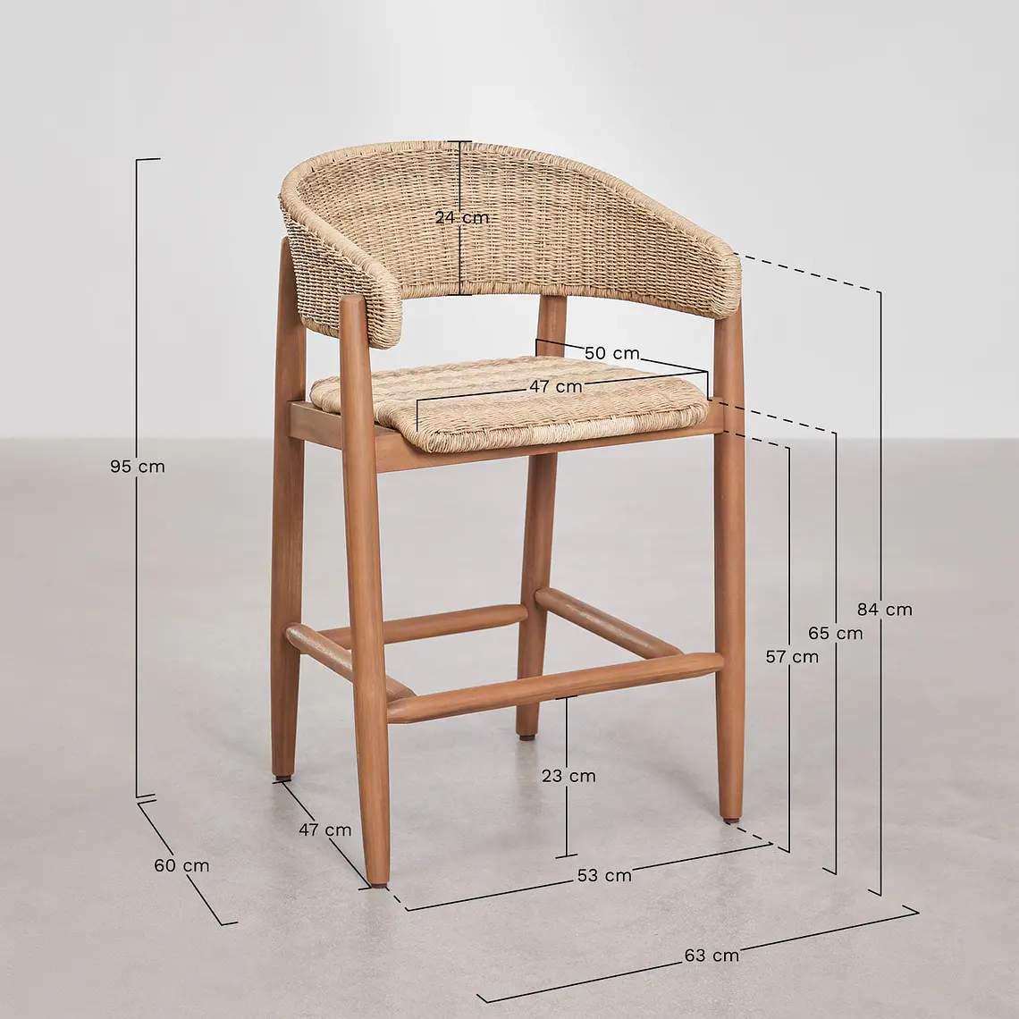 Taburete alto Mioeva en madera de acacia 8