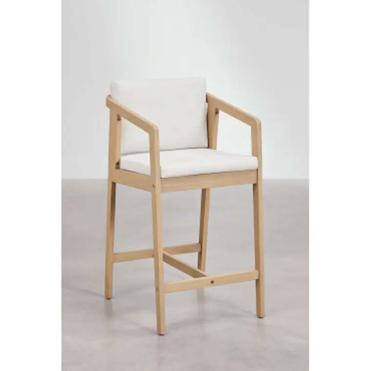 Taburete alto Naeleri en madera de acacia 11