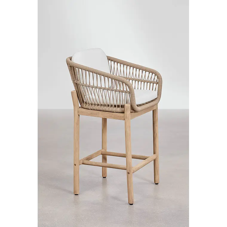 Taburete alto Rieleri en madera de acacia 3