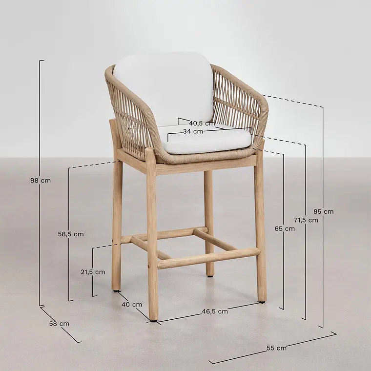 Taburete alto Rieleri en madera de acacia 9