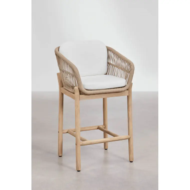 Taburete alto Rieleri en madera de acacia 11