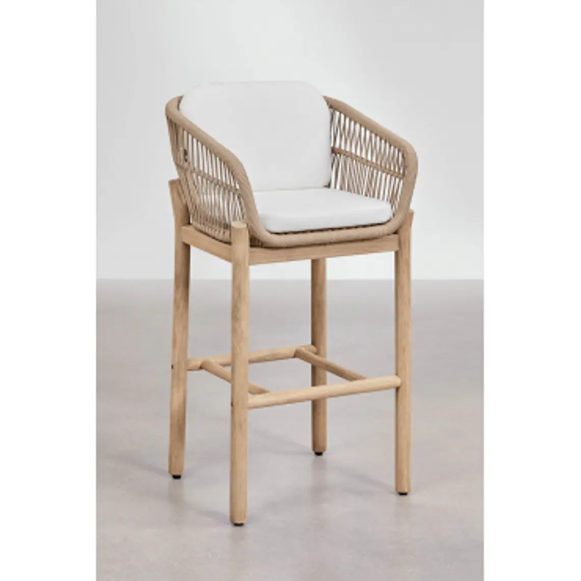 Taburete alto Rieleri en madera de acacia 12