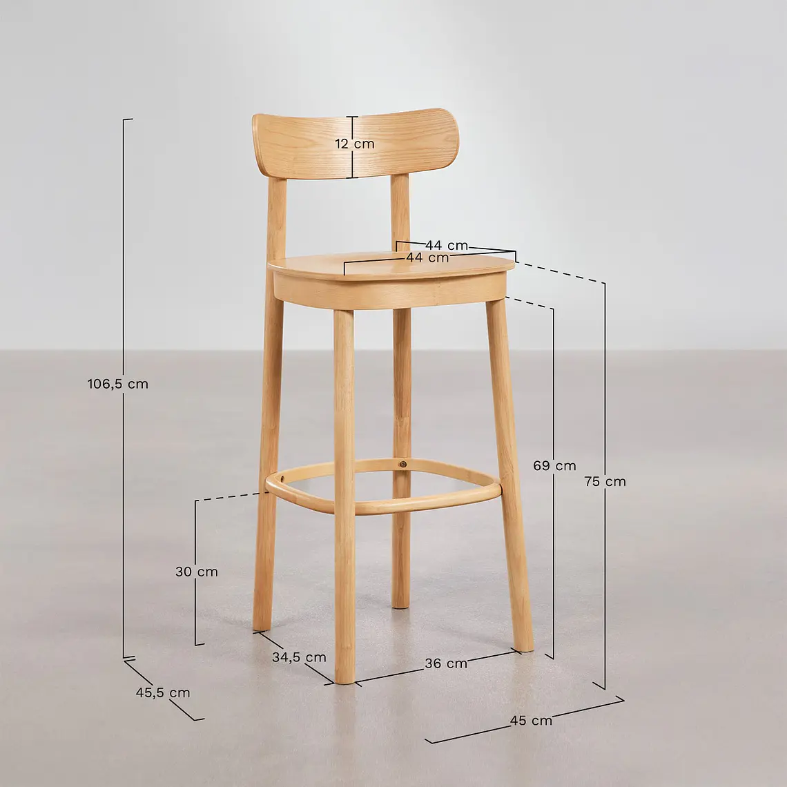 Taburete alto Xaeara en madera 10