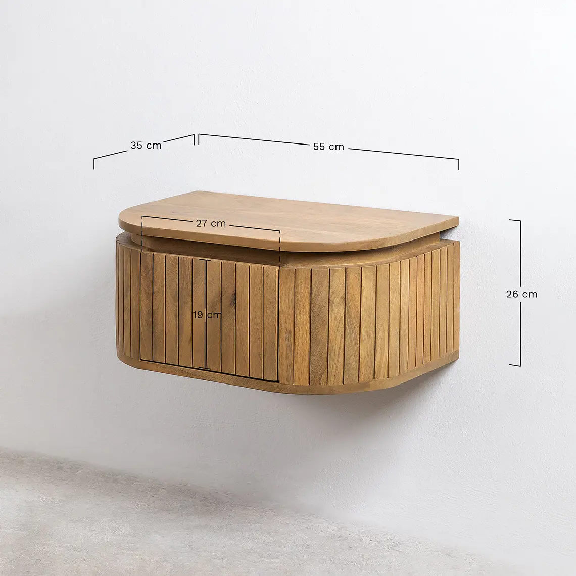 Velador Aderis flotante 55x35 cm en madera de mango 8