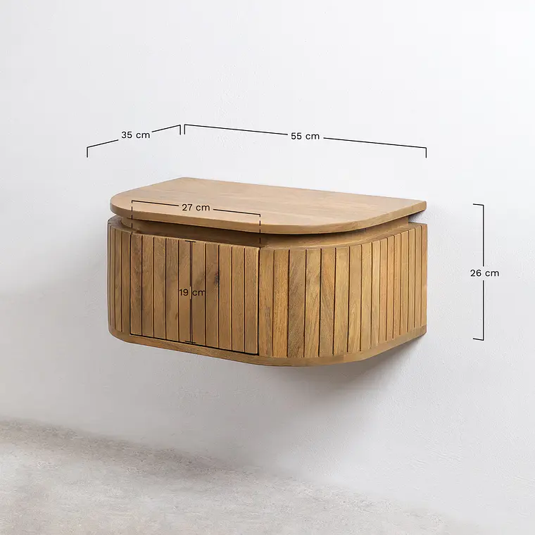Velador Aderis flotante 55x35 cm en madera de mango 8